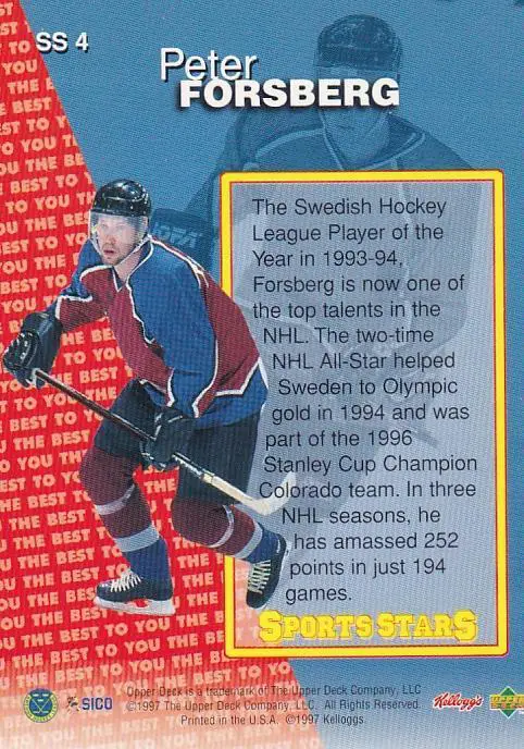 1997 UD Kellogg's SS4 Peter Forsberg 1