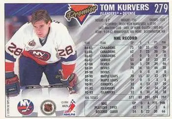 1993-94 TOPPS Premier # 279 Tom Kurvers 1