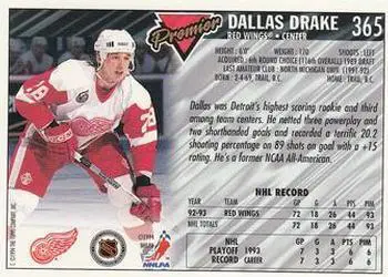 1993-94 TOPPS Premier # 365 Dallas DrakeRC 1