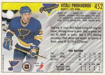 1993-94 TOPPS Premier # 452 Vitali Prokhorov 1