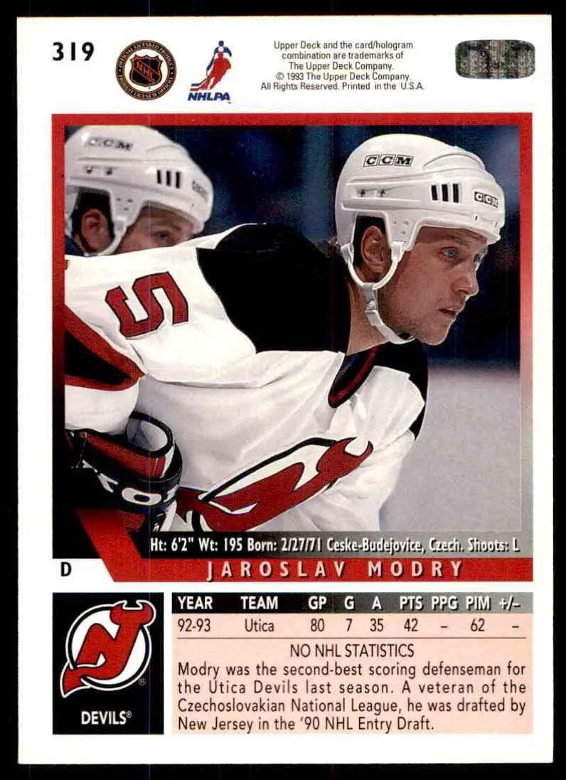 1993-94 Ud Hockey Series 2 # 319 Jaroslav Modry 1
