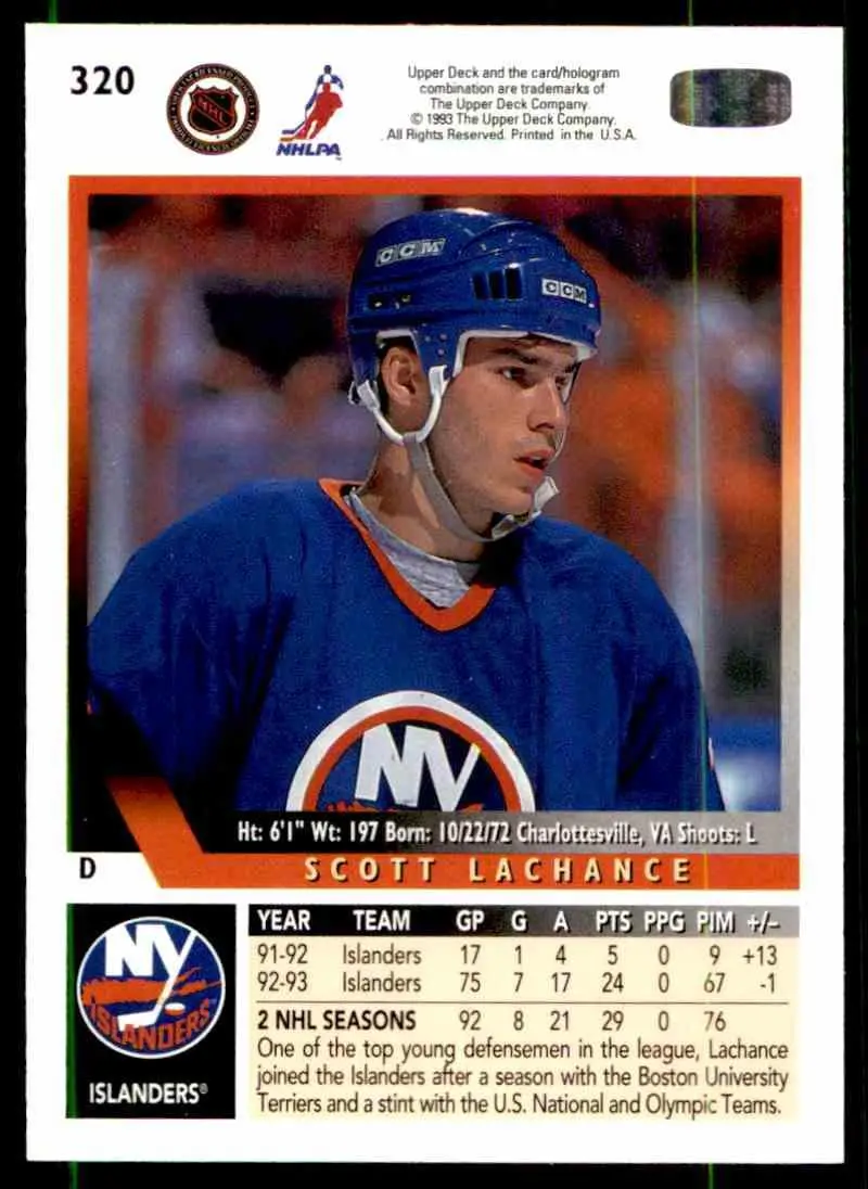 1993-94 Ud Hockey Series 2 # 320 Scott Lachance 1