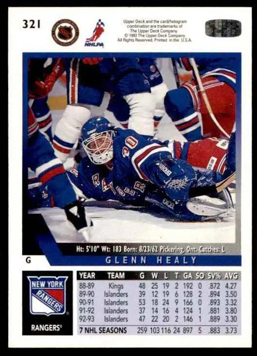 1993-94 Ud Hockey Series 2 # 321 Glenn Healy 1
