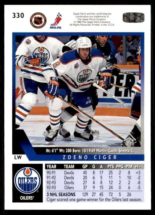 1993-94 Ud Hockey Series 2 # 330 Zdeno Ciger 1