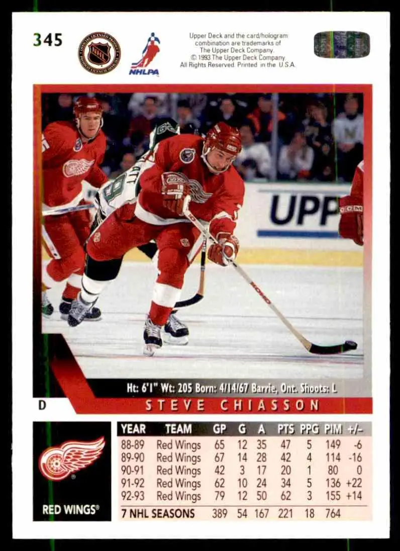 1993-94 Ud Hockey Series 2 # 345 Steve Chiasson 1