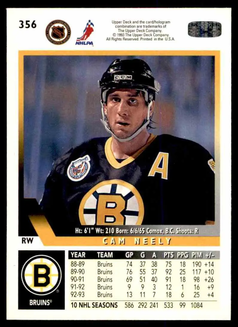 1993-94 Ud Hockey Series 2 # 356 Cam Neely 1