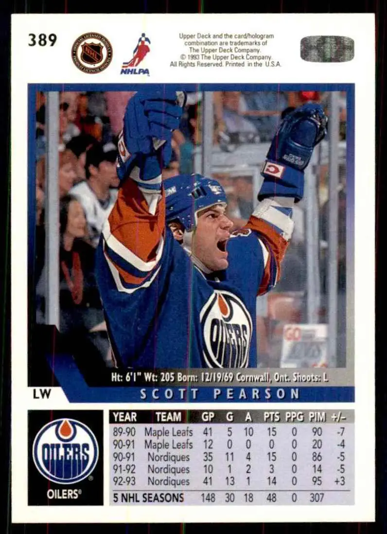 1993-94 Ud Hockey Series 2 # 389 Scott Pearson 1
