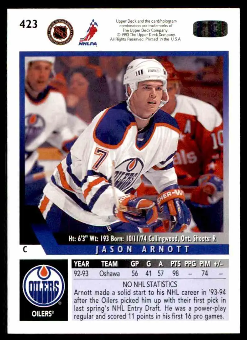 1993-94 Ud Hockey Series 2 # 423 Jason Arnott 1