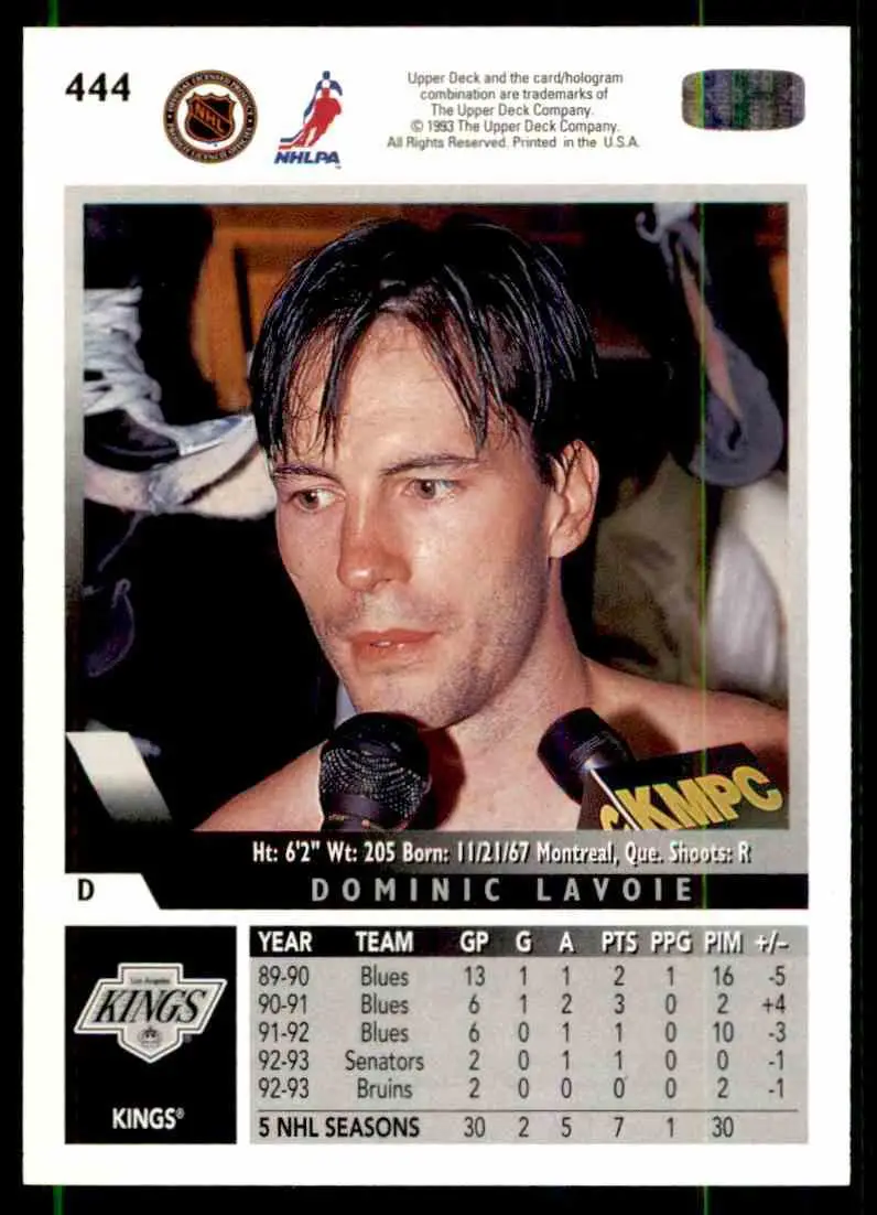 1993-94 Ud Hockey Series 2 # 444 Dominic Lavole 1