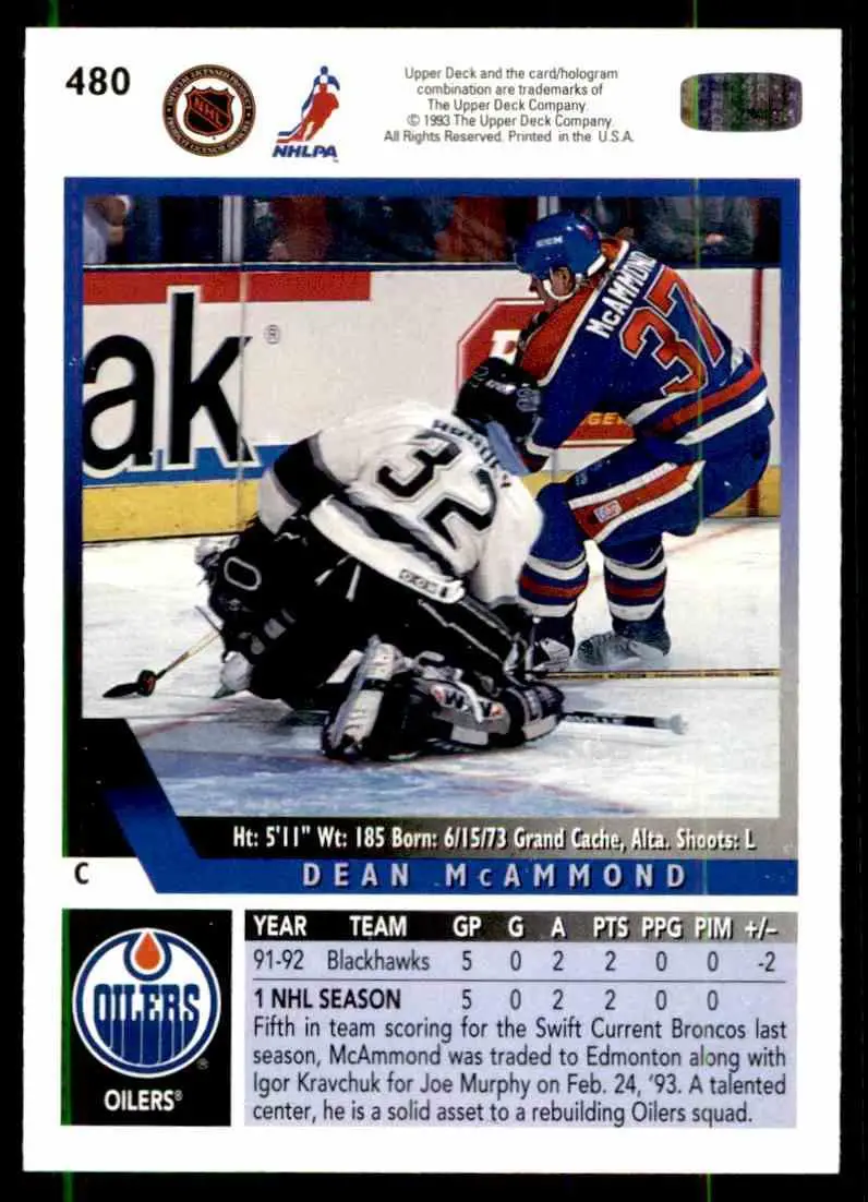 1993-94 Ud Hockey Series 2 # 480 Dean McAmmond 1