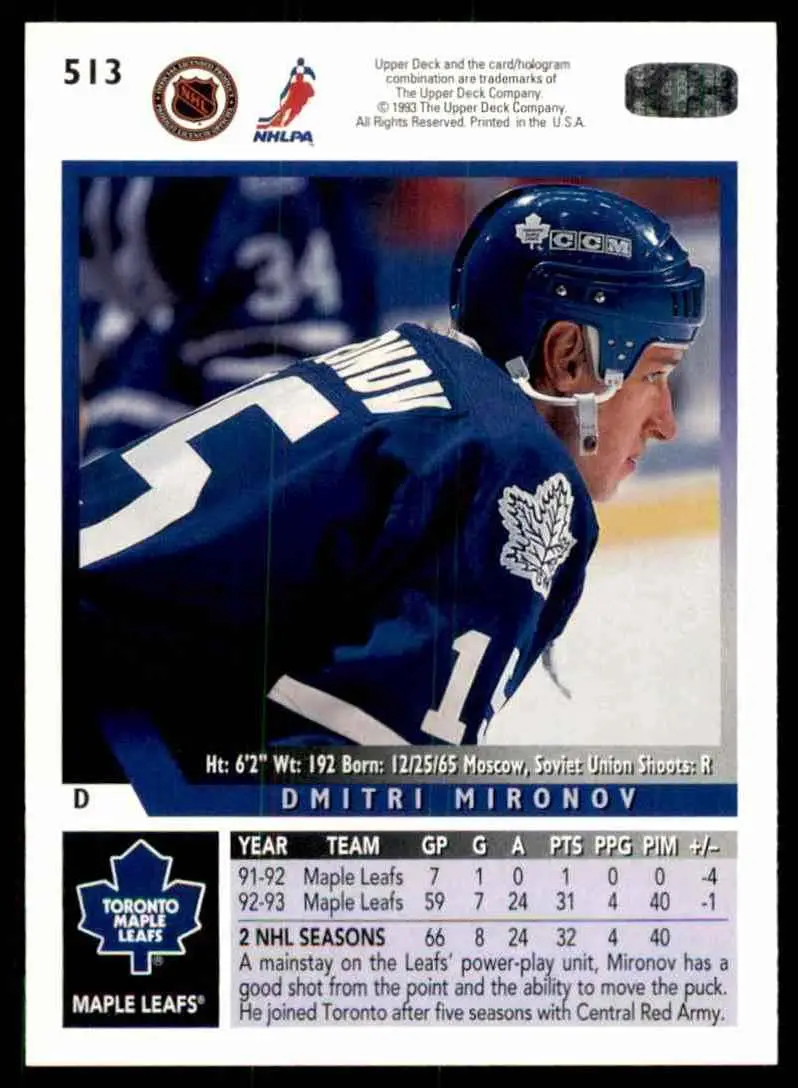 1993-94 Ud Hockey Series 2 # 513 Дмитрий Миронов 1