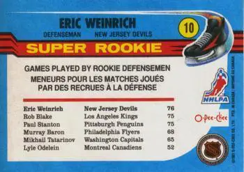 1991-92 O-Pee-Chee NHL # 10 Eric Weinrich 1