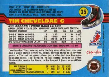1991-92 O-Pee-Chee NHL # 35 Tim Cheveldae 1