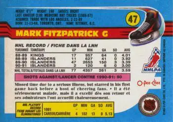 1991-92 O-Pee-Chee NHL # 47 Mark Fitzpatrick 1