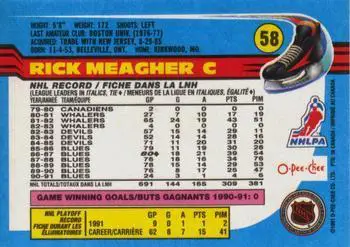 1991-92 O-Pee-Chee NHL # 58 Rick Meagher 1