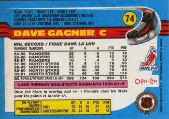 1991-92 O-Pee-Chee NHL # 74 Dave Gagner 1