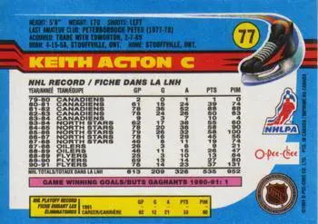 1991-92 O-Pee-Chee NHL # 77 Keith Acton 1