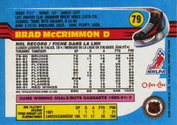 1991-92 O-Pee-Chee NHL # 79 Brad McCrimmon 1