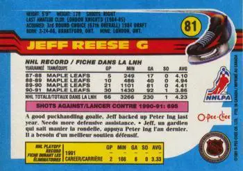 1991-92 O-Pee-Chee NHL # 81 Jeff Reese 1