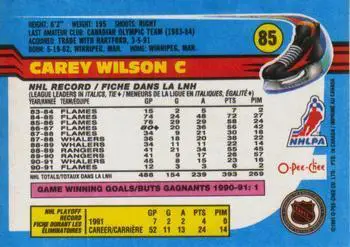 1991-92 O-Pee-Chee NHL # 85 Carey Wilson 1
