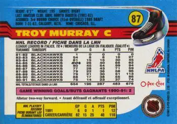 1991-92 O-Pee-Chee NHL # 87 Troy Murray 1