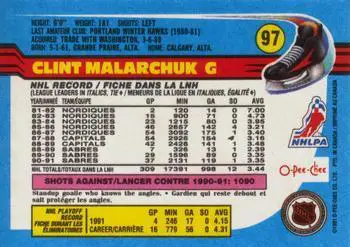 1991-92 O-Pee-Chee NHL # 97 Clint Malarchuk 1