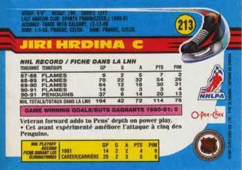 1991-92 O-Pee-Chee NHL # 213 Jiri Hrdina 1