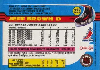 1991-92 O-Pee-Chee NHL # 222 Jeff Brown 1