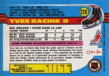 1991-92 O-Pee-Chee NHL # 228 Yves Racine 1