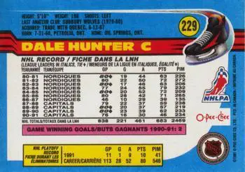 1991-92 O-Pee-Chee NHL # 229 Dale Hunter 1