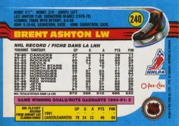 1991-92 O-Pee-Chee NHL # 240 Brent Ashton 1