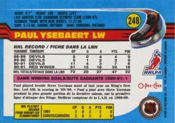 1991-92 O-Pee-Chee NHL # 248 Paul Ysebaert 1