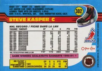 1991-92 O-Pee-Chee NHL # 302 Steve Kasper 1