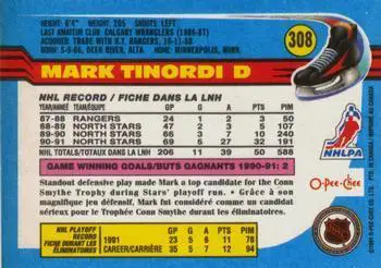1991-92 O-Pee-Chee NHL # 308 Mark Tinordi 1