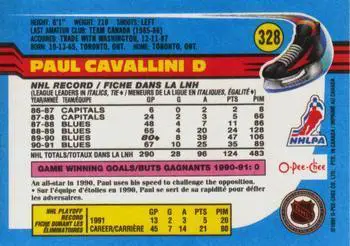 1991-92 O-Pee-Chee NHL # 328 Paul Cavallini 1