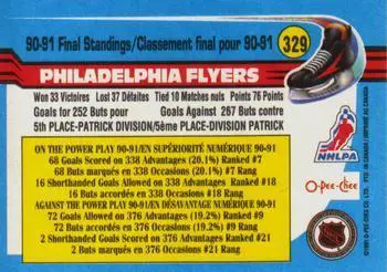 1991-92 O-Pee-Chee NHL # 329 Philadelphia Flyers 1