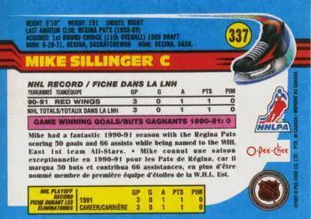 1991-92 O-Pee-Chee NHL # 337 Mike Sillinger 1