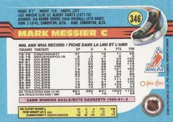 1991-92 O-Pee-Chee NHL # 346 Mark Messier 1