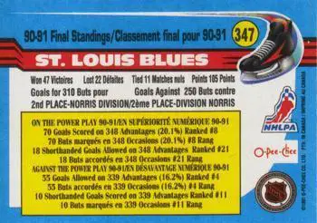 1991-92 O-Pee-Chee NHL # 347 St Louis Blues 1