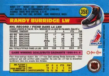 1991-92 O-Pee-Chee NHL # 358 Randy Burridge 1
