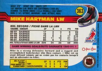 1991-92 O-Pee-Chee NHL # 363 Mike Hartman 1