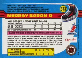 1991-92 O-Pee-Chee NHL # 373 Murray Baron 1