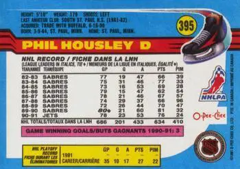 1991-92 O-Pee-Chee NHL # 395 Phil Housley 1