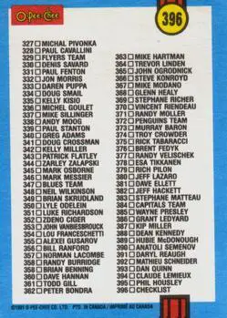 1991-92 O-Pee-Chee NHL # 396 Check list 3 1