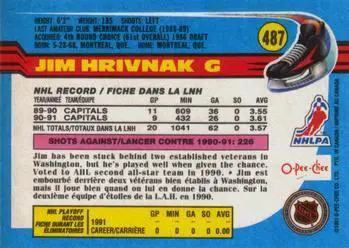 1991-92 O-Pee-Chee NHL # 487 Jim Hrivnak 1