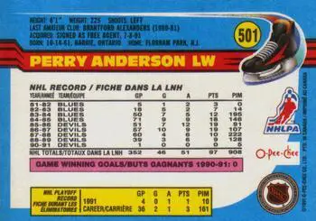 1991-92 O-Pee-Chee NHL # 501 Perry Anderson 1