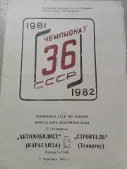 Автомобилист Караганда - Строитель Темиртау 1982