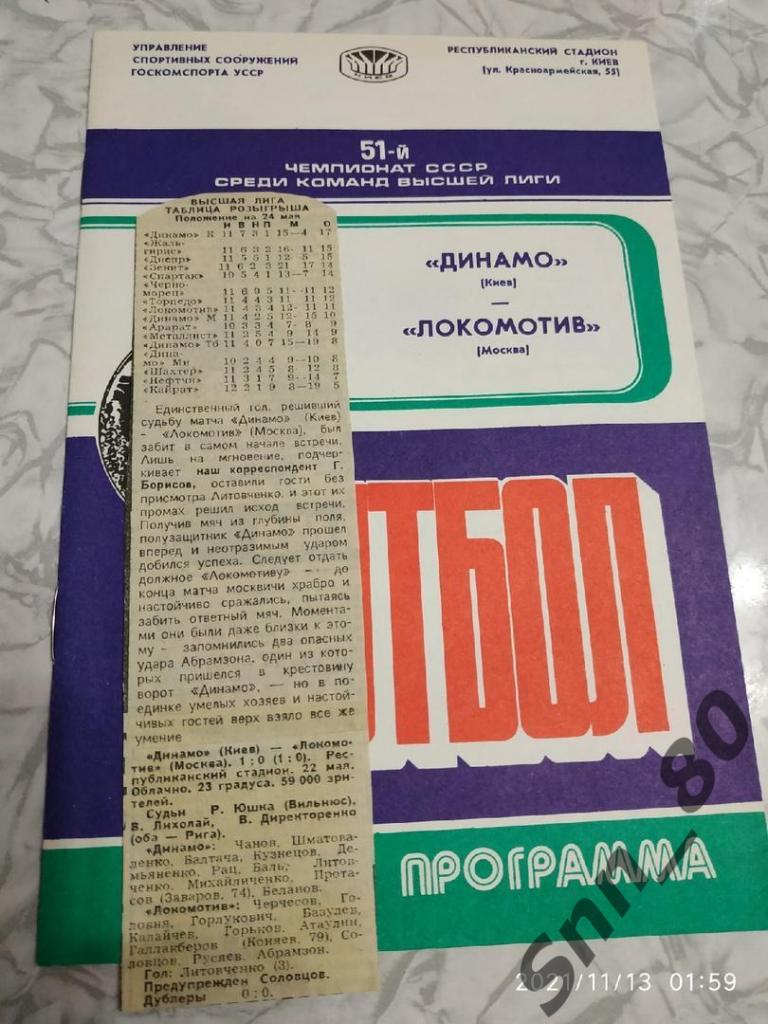 Динамо Киев - Локомотив Москва - 27.05.1988 + статья