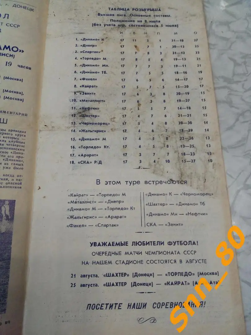 Шахтер Донецк - Динамо Тбилиси 1985 1