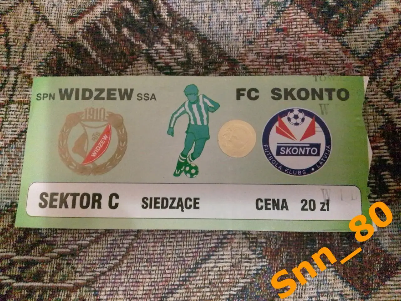Билет Видзев (Лодзь, Польша) - Сконто (Рига, Латвия) 1999